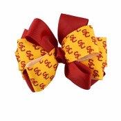 USC Trojans Cardinal and Gold SC Interlock Classic Hair Bow